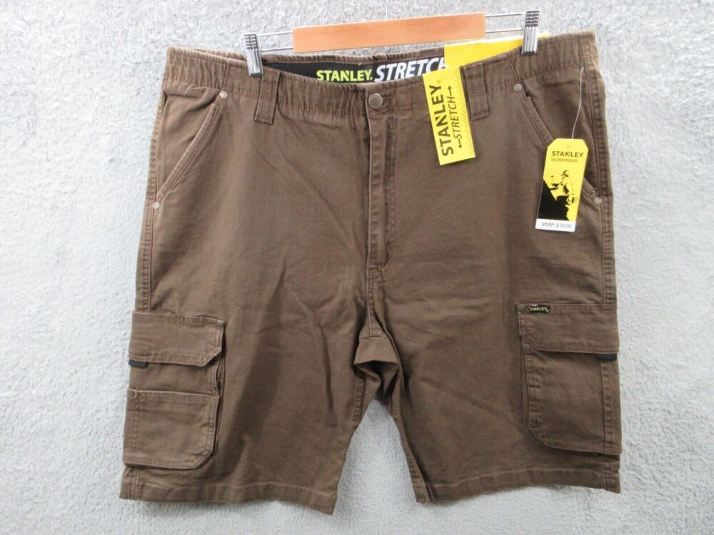 NWT Stanley Work Workwear Men’s Brown Cargo Shorts Stretch Size 40